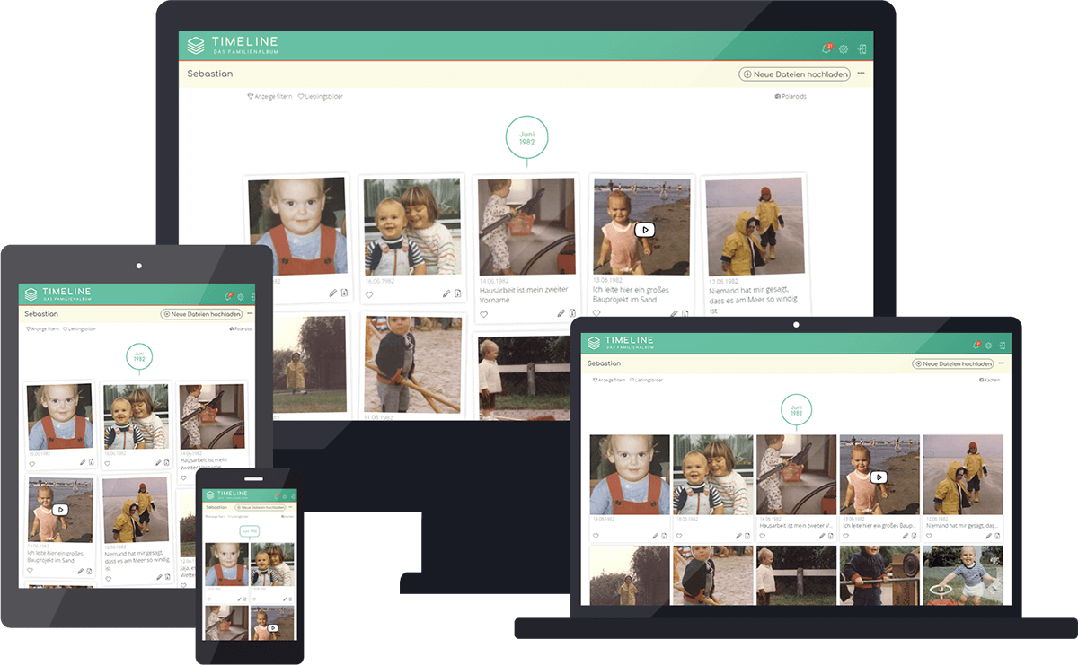 Timeline funktioniert auf Notebook, Tablet und Mobiltelefon
